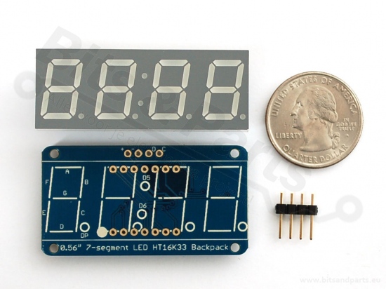 Display 4-Digit 7-segment blue 1,42cm + I2C backpack - Adafruit 881